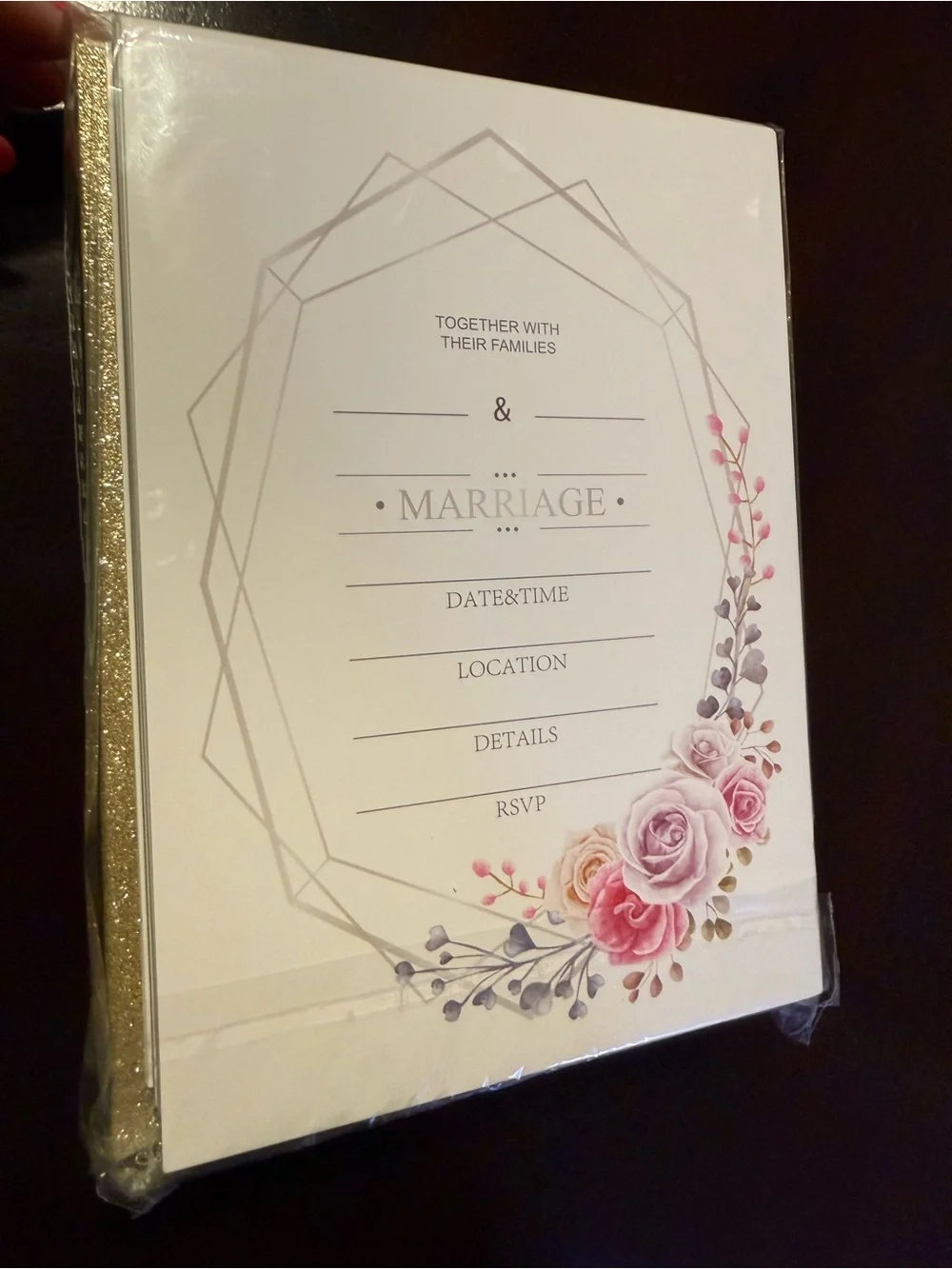 Wedding Invitation Cards with Pink Floral Design